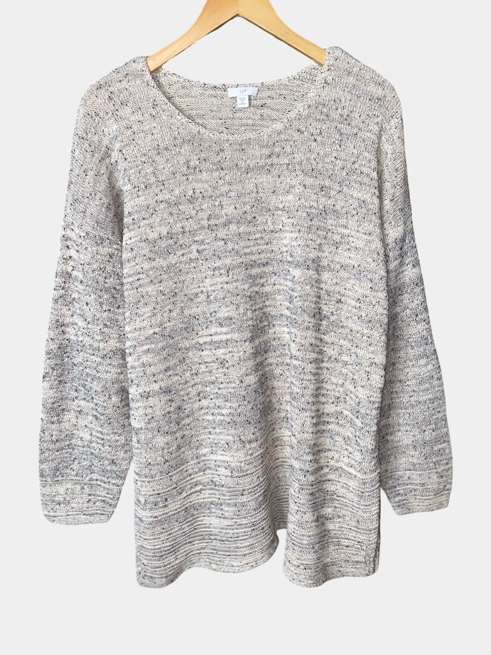J. Jill Women’s Plus Size Gray Beige speckled Marled Scoop Neck sweater Size 2X